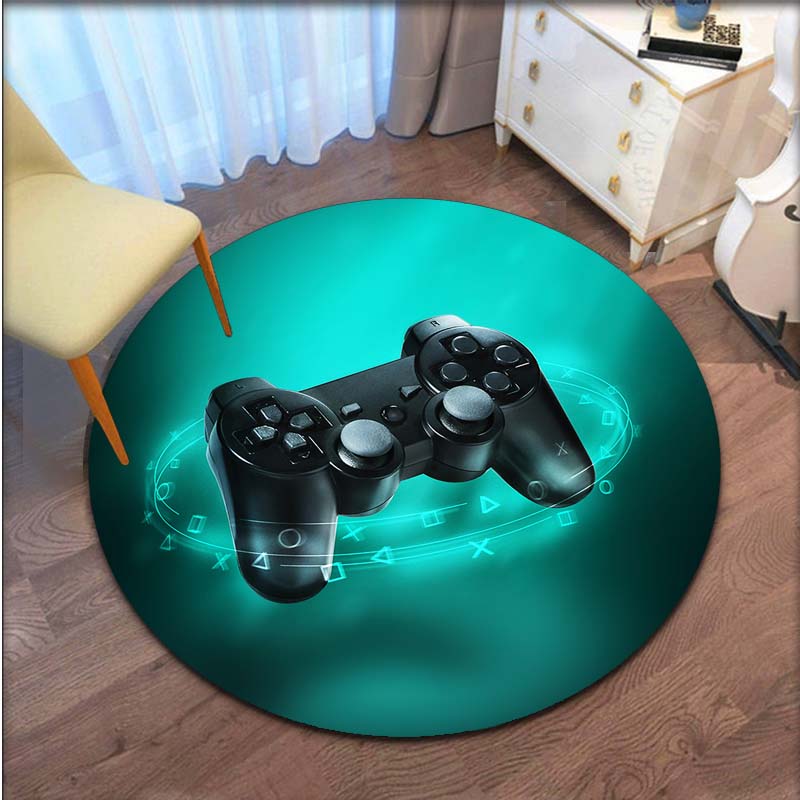 Round Gamer Controller Area Rugs Non -Slip Round Floor Mat Door Mats Carpet For Bedroom Yoga Mat Rugs Living Room