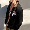 Fila Logo Casual Sports Warm Stand Collar Faux Lamb Wool Jacket Men Jacket Black F11M149505FBK