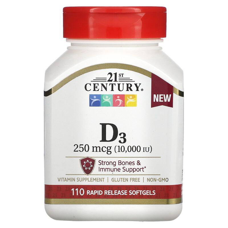 Vitamin D3, 250 mcg (10,000 IU), 110 Rapid Release Softgels