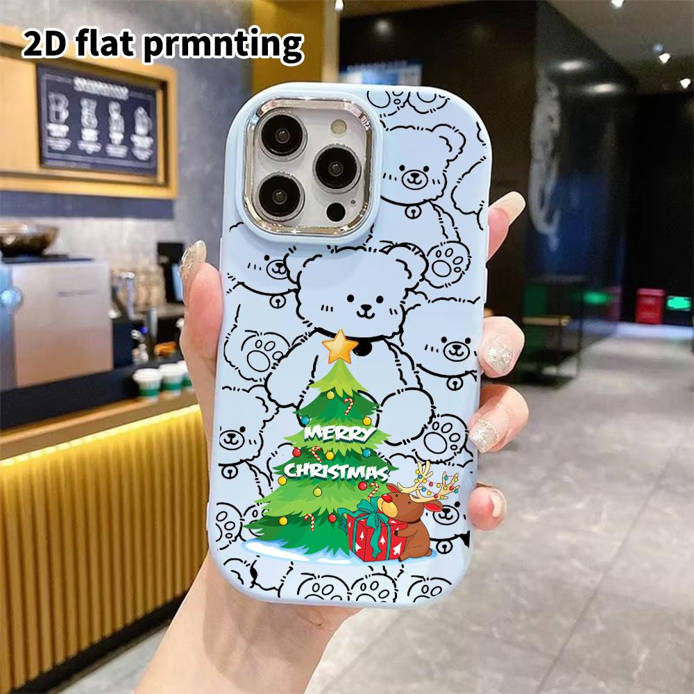 Phone case: 2D flat design suitable for iPhone 18 17 16 15 14 13 Pro protective case, couple style, Christmas elements, Christmas and Halloween gifts