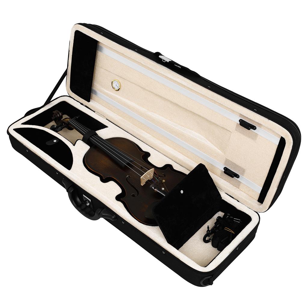 IRIN 4/4 Black Violin Case High Quality Oxford Cloth Foam Square Violin Box Bag With Hygrometer Lock Violin Accessories