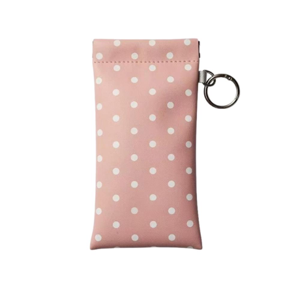 Portable Spring Auto-close Glasses Bag with Keyring Glasses Clip Leather Glasses Storage Bag Korean Style Shrapnel Snap Shut