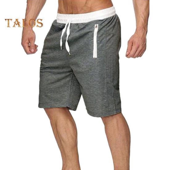 Мужские шорты с эластичной талией, регулируемые на шнурке, повседневные спортивные шорты, однотонные, с поясом и карманом, фитнес-шорты