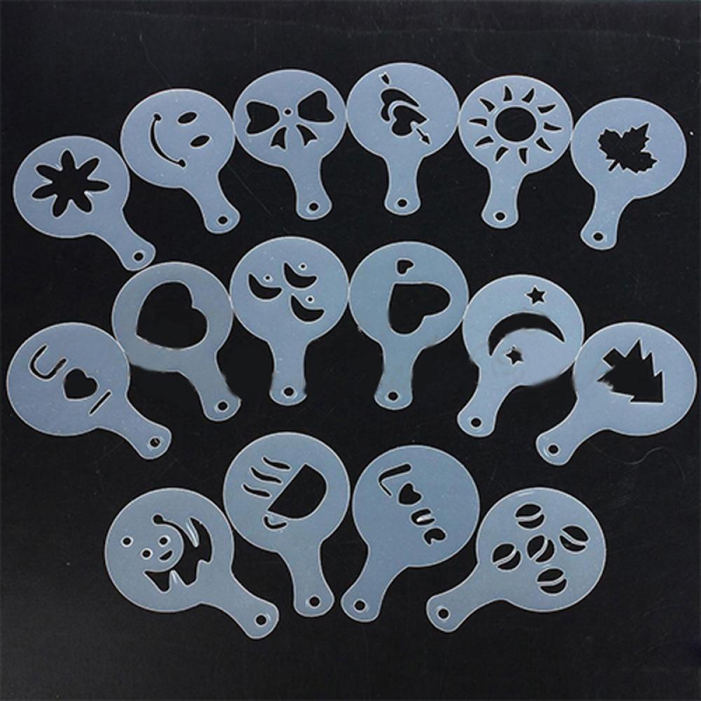 16pcs DIY Cake Latte Decorating Coffee Art Stencils Cappuccino Foam Tool