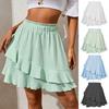 Summer Ruffle High Elastic A-Line Skirts Women Pleated Irregular Solid Skirt