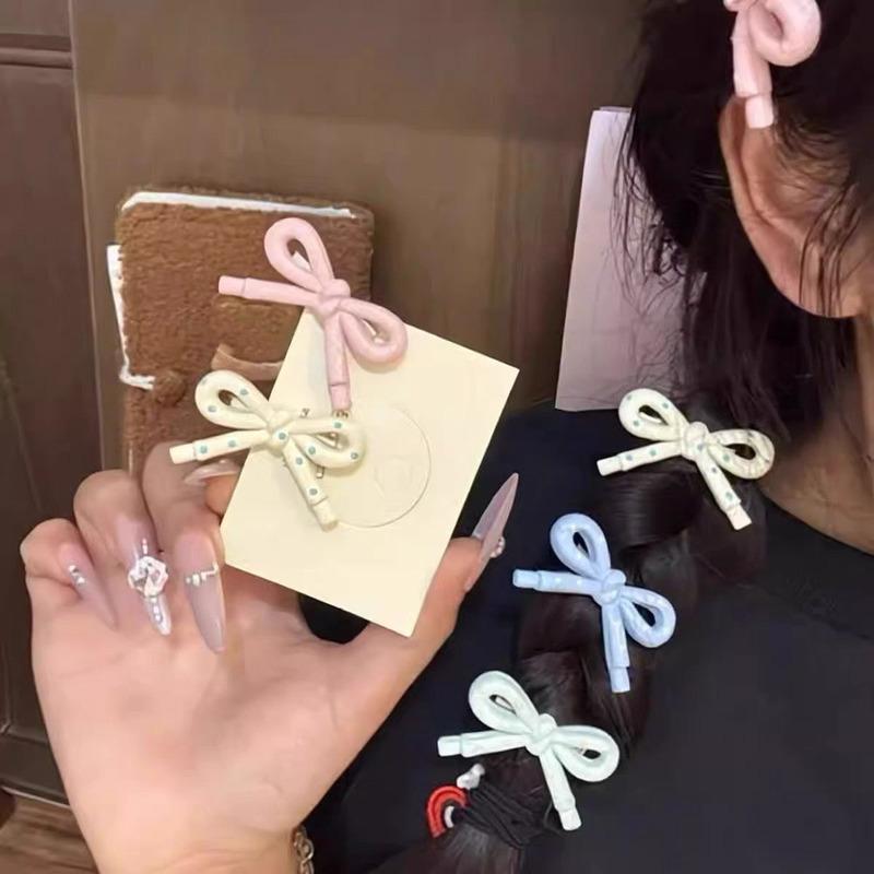 Korean Print Bow Hair Clip Clamp Children Simple Bowknot Barrettes Hairpins For Girls Side Clip Baby Cute Hair Acccessories