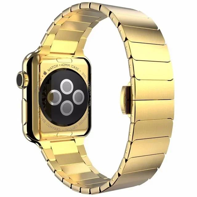 Ремешок из нержавеющей стали для Apple Watch Ultra 2 49 мм 46 мм 45 44 42 Роскошный металлический матовый ремешок-браслет для IWatch Series 10 9 8 7 6 SE
