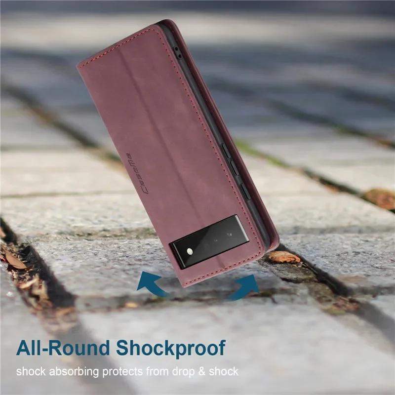 CaseMe Magnetic Flip Leather Phone Case For Google Pixel 10 Pro XL 9 8 7 6 Vintage Wallet Card Protection Cover Google Pixel 9A 8A 7A 6A Holder Pocket