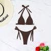 1011 European and American swimsuit BIKINI solid color sexy knotted bikini swimsuit women