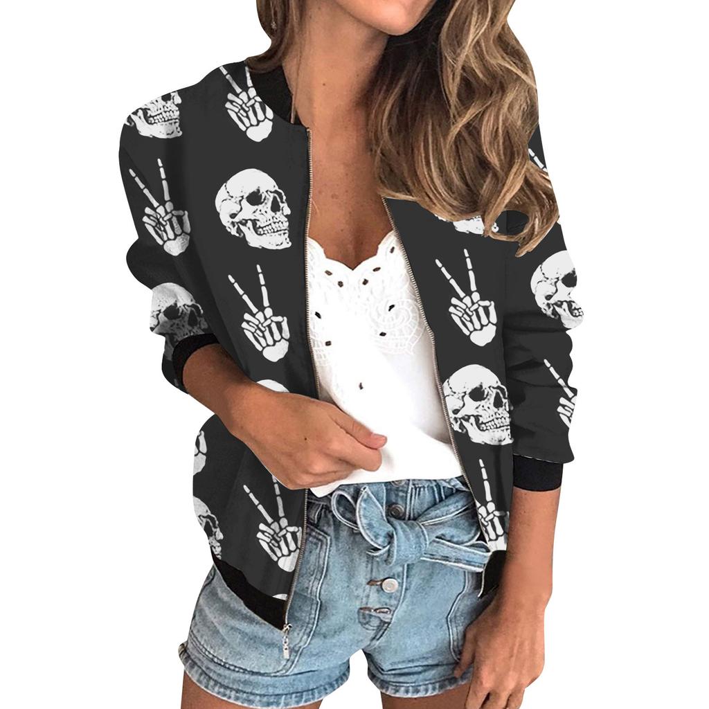 20256 autumn women's jacket zipper short 3D printing painted pattern women's fashion single item one generation