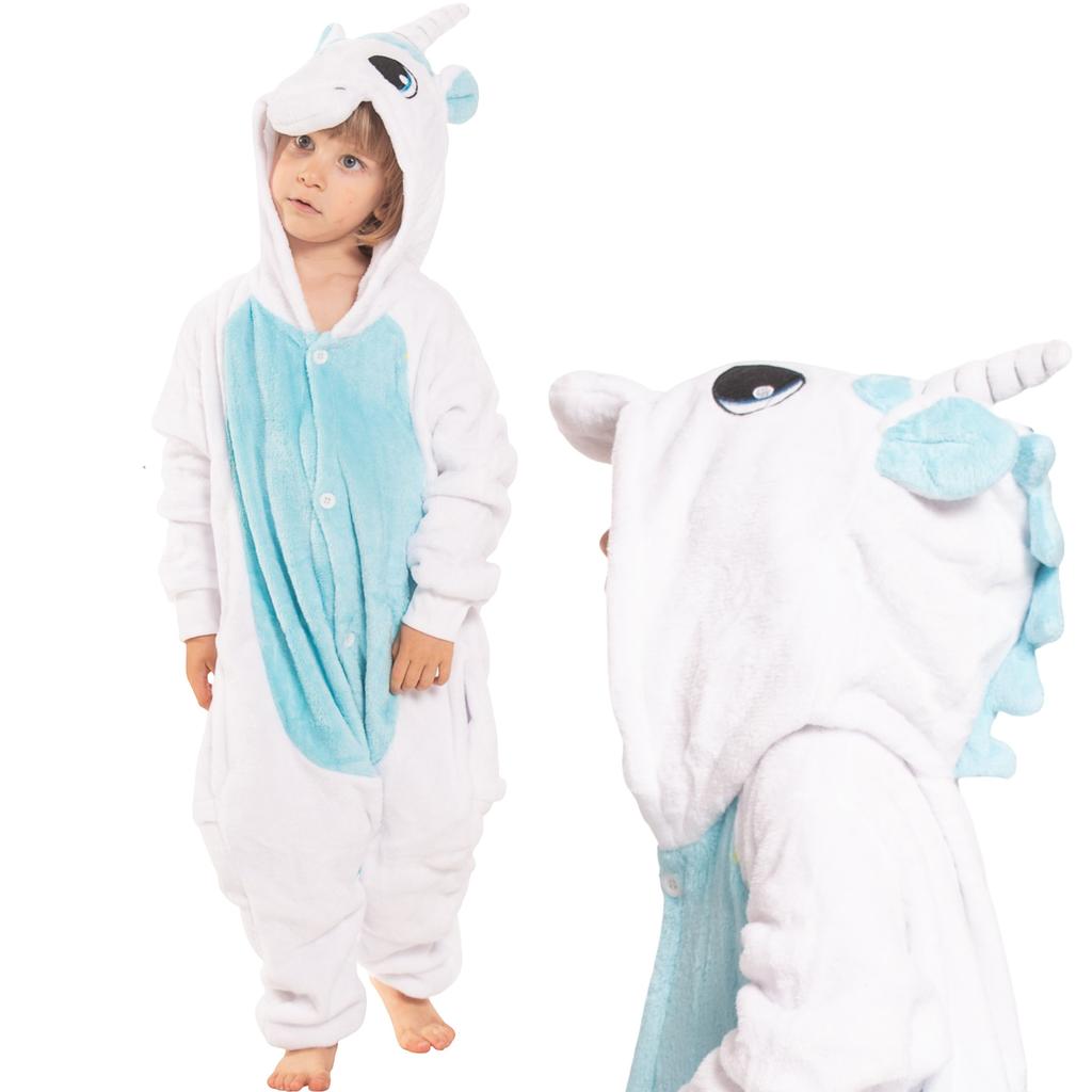 Piżama dla dzieci dziecięca kigurumi onesie jednorożec niebieski 125-135 cm