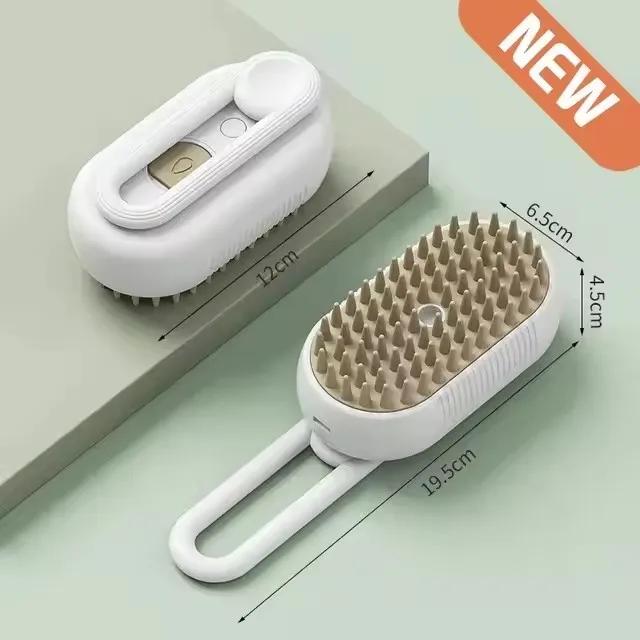 3-in-1 Dog and Cat Electric Brush Cleaning Steam Brush Spray Massage Comb Retractable Handle Pet Grooming Hair Removal Brush