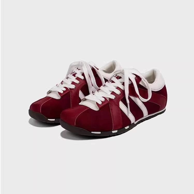 Yunfu Shu Красные немецкие тренировочные туфли для женской коллекции весна-лето 2025, новая спортивная и повседневная ретро-расцветка, платформа, обувь "зебра"