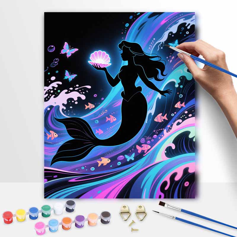 Disney Mermaid Ocean Fantasy Painting by Numbers Hand Filled Drawing Art Kit Home Decor