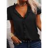 Women's Spring and Summer Solid Colour Ruffle Blouse Top Short Sleeve Shirt