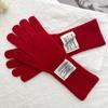 100% Wool Gloves For Women'S Winter Warmth Solid Color Versatile Touch Screen Five Finger Split Finger Gloves