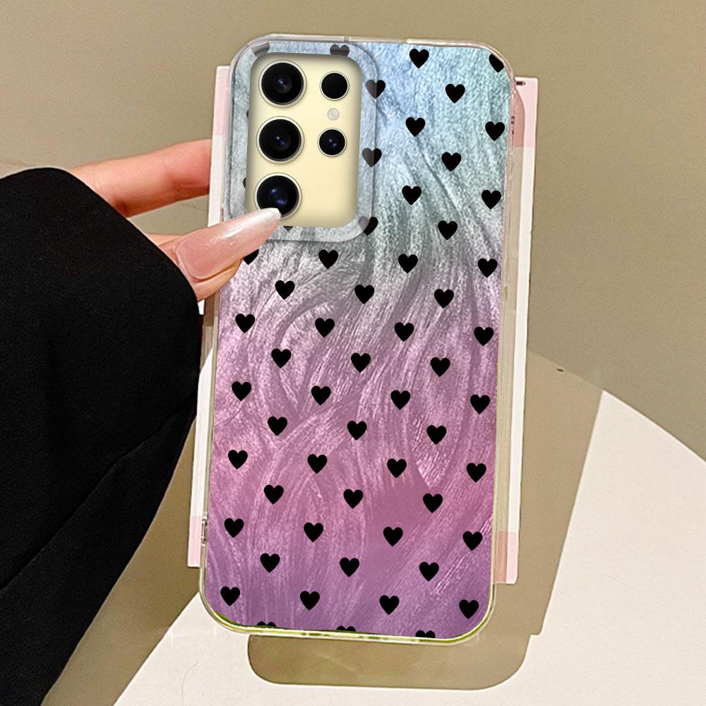 Черные Чехлы для Телефона Love на Весь Экран Чехол для Телефона для Samsung Galaxy A56 A36 A26 A16 A55 A14 A24 A34 S25 Накладка Силиконовая Задняя Крышка