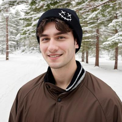 Унисекс Шапка-бини с вышивкой Призрачное лицо, Мягкая и удобная Хип-хоп Череп, Подходит для осенне-зимней повседневной носки Шапка для головы