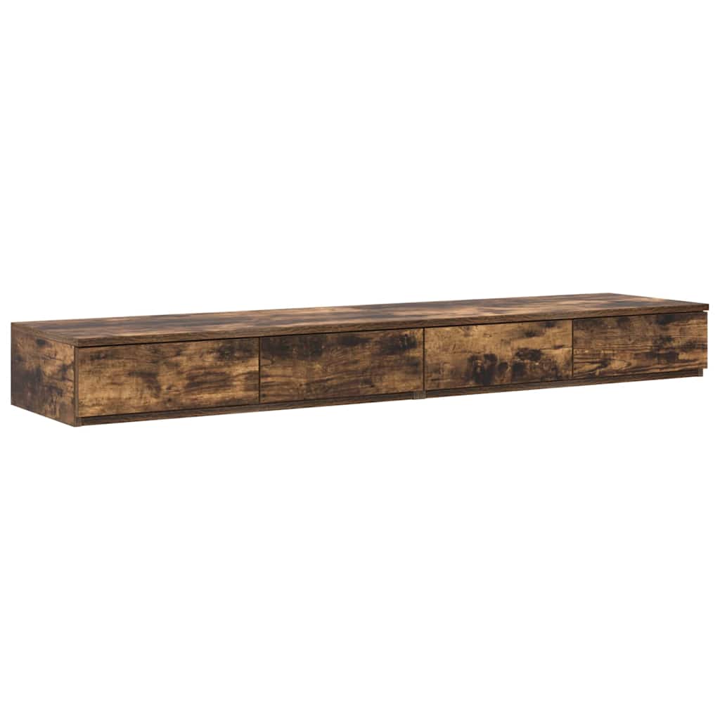 Storage Bed Frame Smoked Oak 135 cm Wood Based Material