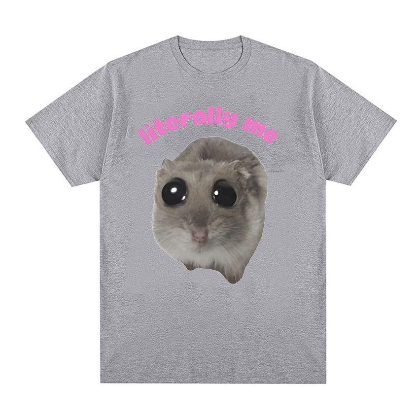 Буквально Я Грустный Хомяк Забавный Мем Женщины Унисекс Футболка Хомяк Плачет Большой