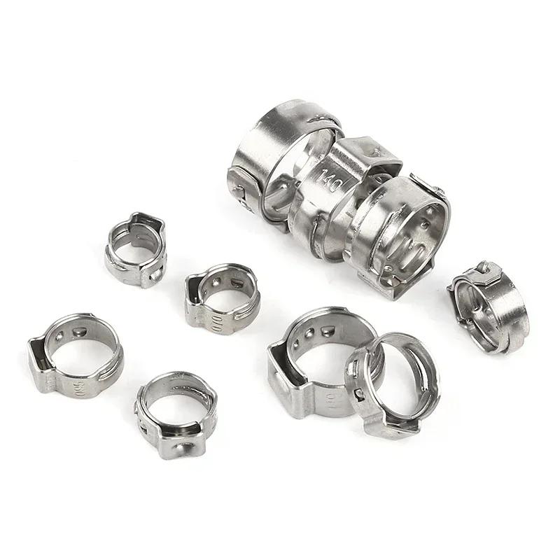 140pcs Single Ear Stepless Hose Clamps +1PC Hose Clip Clamp Pliers 5.8-21.0mm 304 Stainless Steel Hose Clamps Cinch Clamp Rings