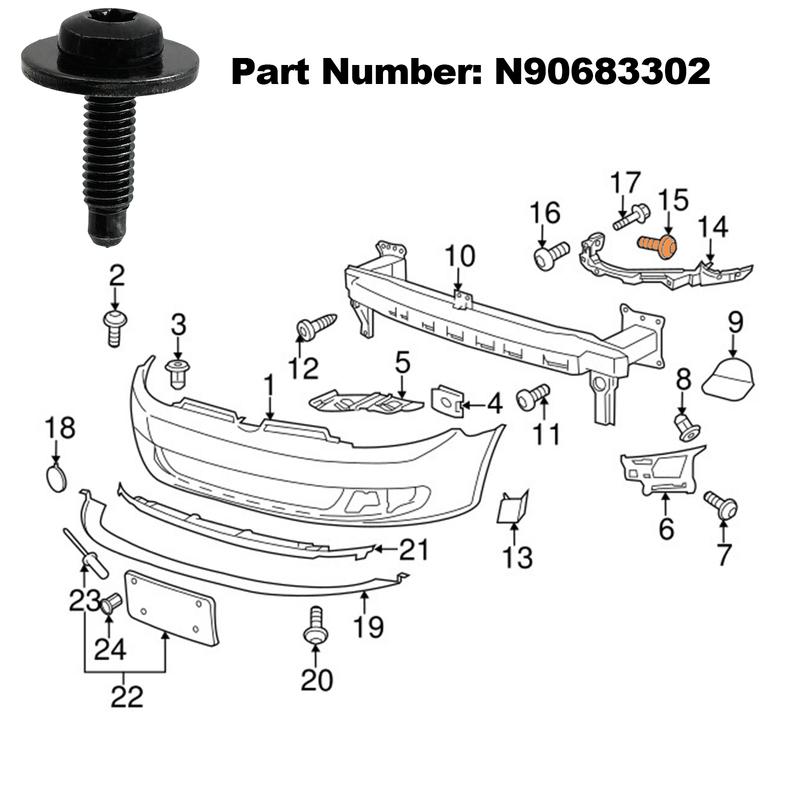 10 шт. Винты крепления фары M6x20 Болт крепления N90683302 Для VW Golf MK6 2010-2013 Passat 1998-2005