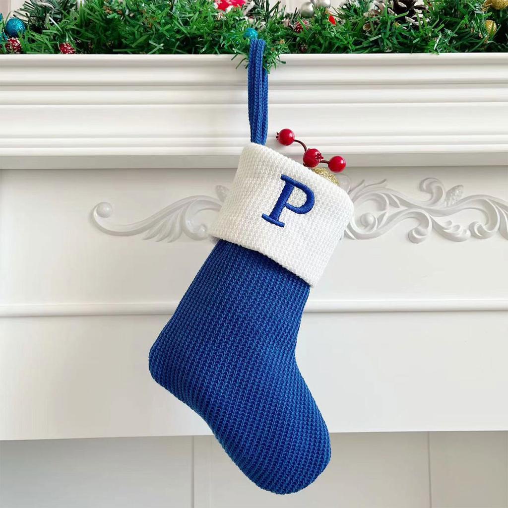 Christmas Stockings Small Embroidered Letter Knitted Xmas Hanging Stocking Decorations Christmas Party Decor