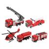 1:50 6pcs Diecast Fire Truck Vehicle Toy Set Pull Back Helicopter Ladder Emergency Vehicle