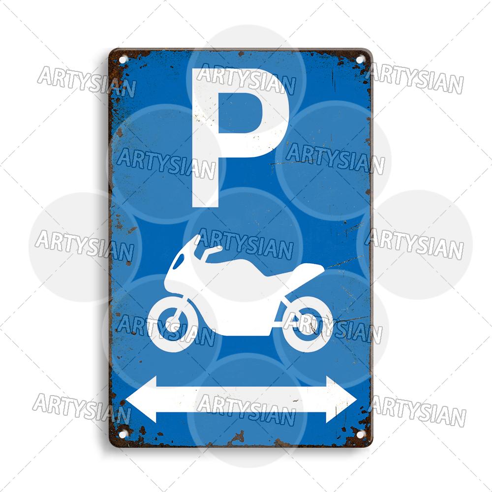 Vintage Parking Metal Sign Bicycle Disabled Motor cycle Parking Retro Metal Plaque Do not Attach Bikes To The Fence