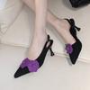 Fashion Temperament Flower Baotou Sandals Women's Summer New Products Pointed Toe Shallow Mouth Stiletto Heel Back Trip Strap High Heels