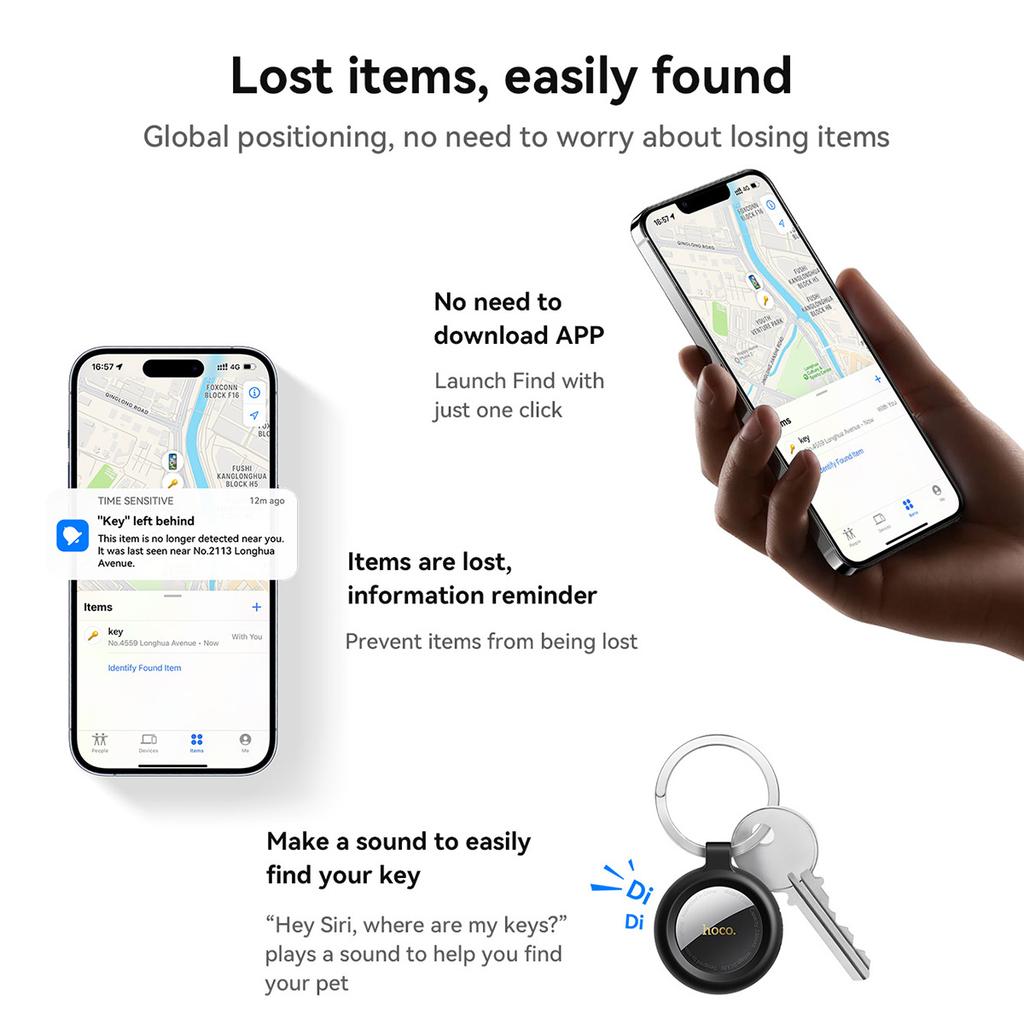 HOCO E100 Умный GPS-трекер Мини-метка Анти-потеря Устройство с чехлом для приложения iOS Apple Find My Ключ от машины Питомец Дети Тонкий Локатор Искатель