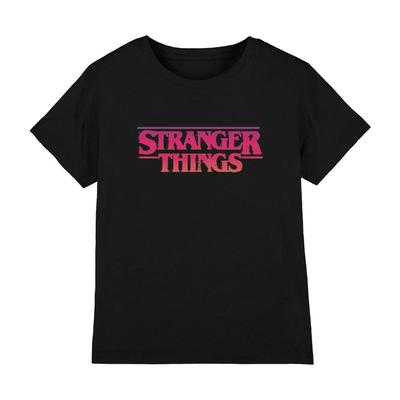Детская футболка Stranger Things Логотип Закат, 7-13 лет, Черная