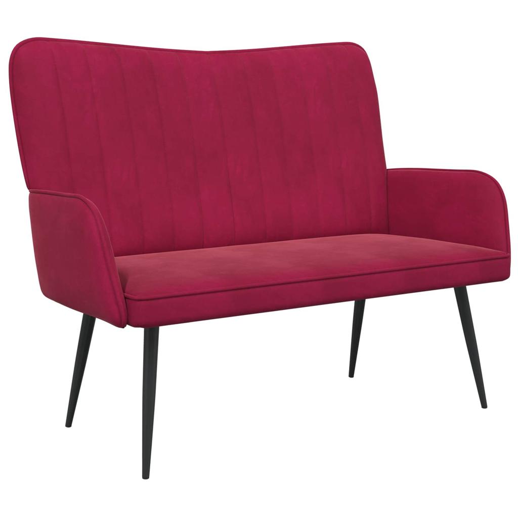 2 Seater Sofa Burgundy Red 115 x 61 x 87 cm Velvet (V)