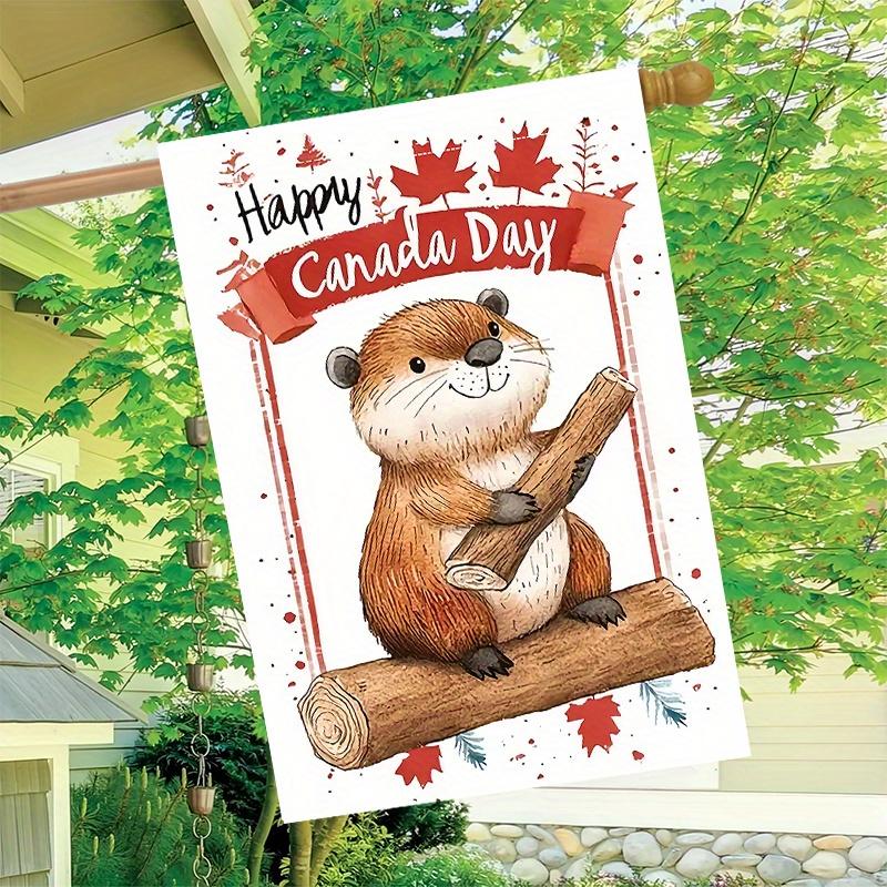 1pc Canada DIY Maple Leaf and Beaver Theme Garden Flag Outdoor Garden Flag Double-sided Home Decoration Courtyard Decoration Outdoor Decoration Lawn