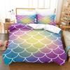 Laser Gradual Change Fish Scale 3D Digital Printing Three-Piece Set, Quilt Cover Pillowcase
