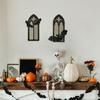 Yousheng Gothic Cathedral Window Mirror Vintage Baroque Wooden Black Bat Mirror Home Office Living Room Bedroom Bathroom Decorative Wall Mirror