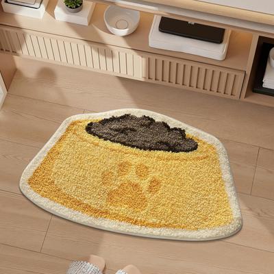 Fun Cartoon Wool-Like Carpet Soft Absorbent Bathroom Floor Mat Anti-Slip Bedroom Area Rug Home Decoration