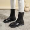 Женская обувь 2024 года, модные базовые женские ботинки с застежкой-молнией сзади, ботинки до середины голени, женские туфли с круглым носком и квадратным каблуком на низком каблуке для женщин