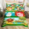 Cartoon Animal Duvet Cover Set, Farm Animal Comforter Cover, Rustic Farmhouse Bedding Set Twin Queen For Kids Boys Girls Adults