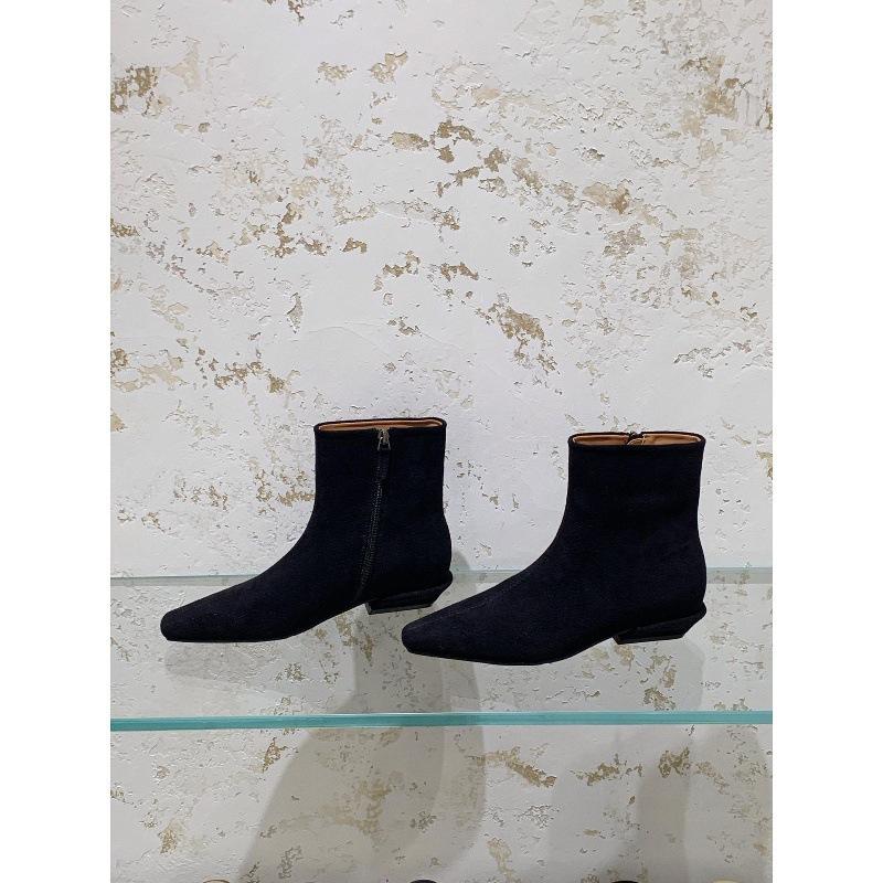 Temperament French Suede Thin Boots Short Heel Fashion European and American Versatile Maillard Cat Heel Low Heel Pointed Short Boots Women's Boots