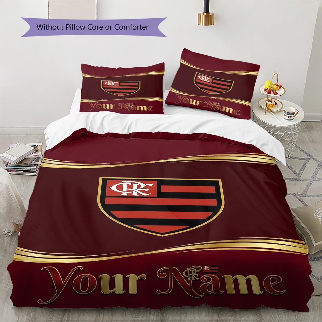 Clube De Regatas Flamengo Custom Name Pattern Bedding Quilt Set Quilt Cover Pillowcase Home Birthday Gift(1 * duvet cover + 2 * pillowcase, without co