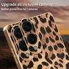 For Samsung Galaxy S25 Edge Case Leopard Print PU Leather Coated PC+TPU Electroplating Phone Cover