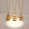 Вьетнамское ожерелье-тыква из бархата цвета brushed gold со стразами и подвеской-клевером Подарок