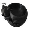 Soft Furnishing Desk Accessory Flowerpot Ornament, 3D Printed Sleeping Dragon Shape, Matte Large Black And White Plant Pot Decor Curved Planter,