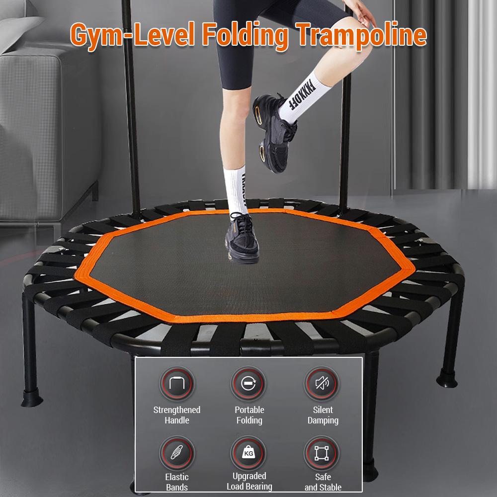 Mini Trampoline for Adults Fitness Foldable 42-In Octagonal Silent Safe and Stable Slingshots for