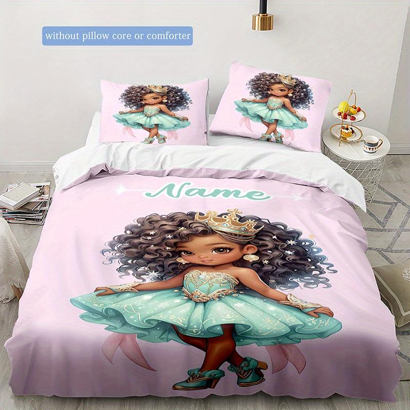 Curlyhairgirl Customize Your Name Duvet Cover Soft Bedding Set For Bedroom Guest Room And Dorm Decoration Threepiece Set Includes 1 Duvet Cover 2