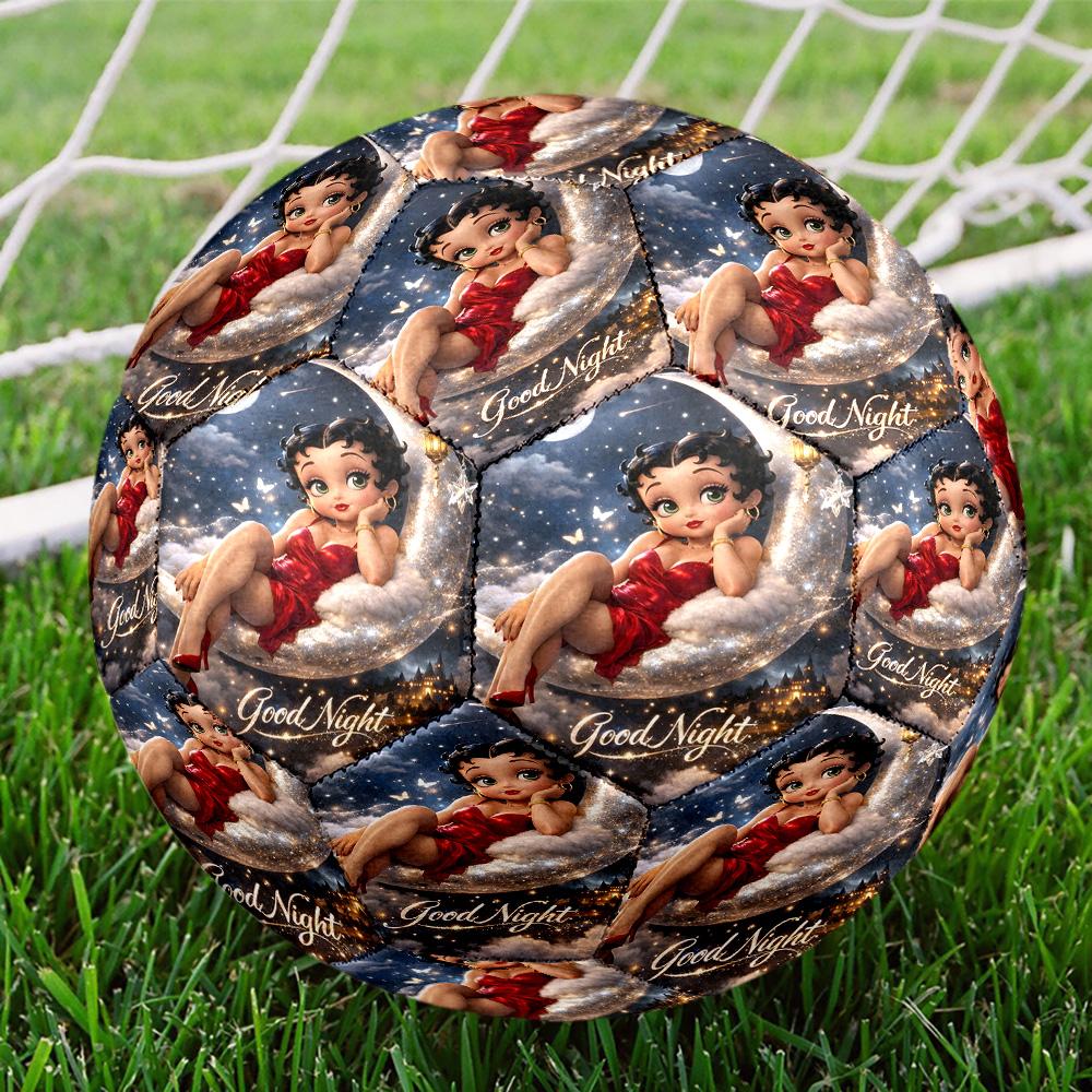 Betty Boop Print Size 5 Soccer Ball, Standard Match Football for Sports Game and Team Practice, Ideal Gift for Soccer Fans