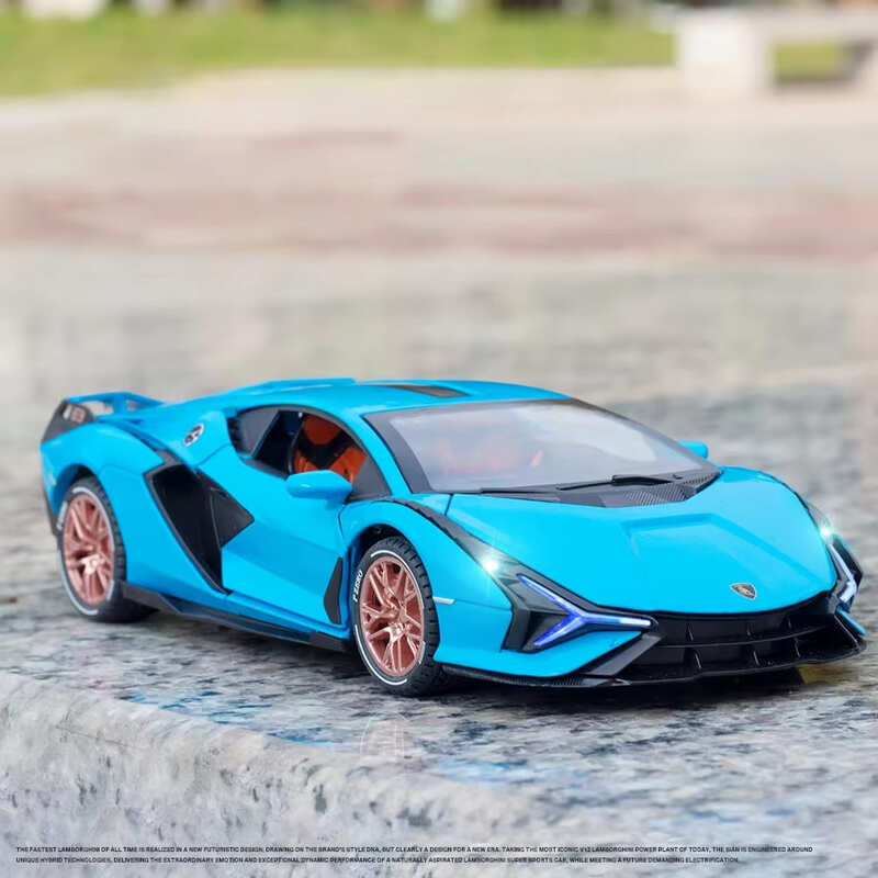 New 1:24 Lamborghini Sian FKP 37 Car Sports Car Model Diecast Sound Super Racing Car Lifting Tail Wing Hot Sale Wheels Children Boys Gift