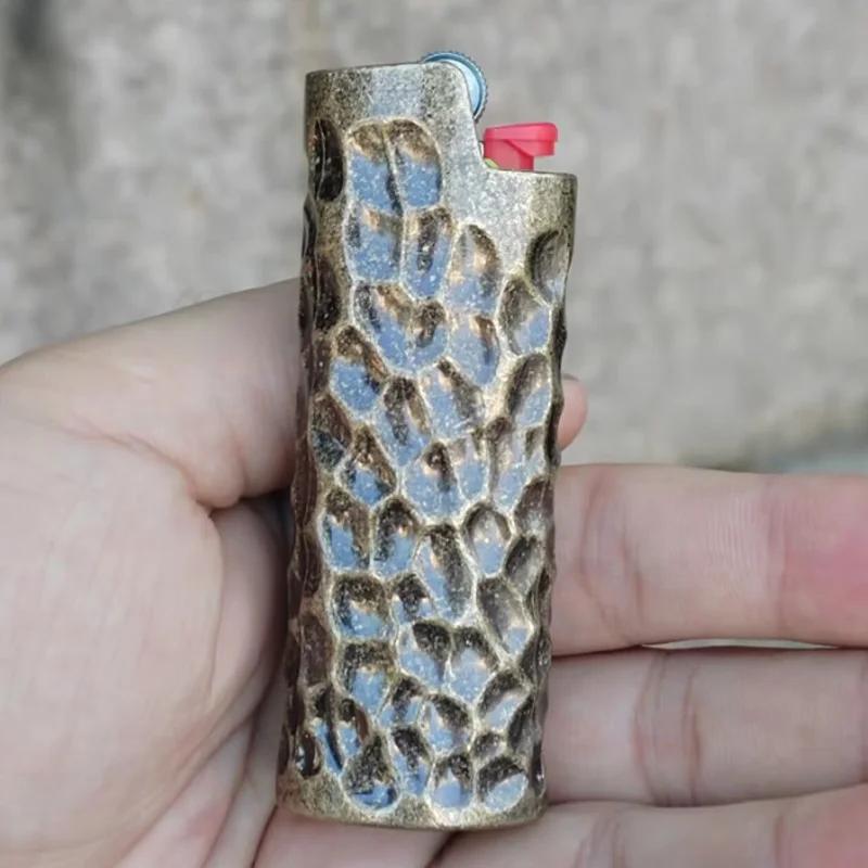 Vintage Heavy Armor Metal Lighter Case Sleeve Holder For Bic Standard Lighters Cover Comfortable Grasp Lighter Shell Type J6