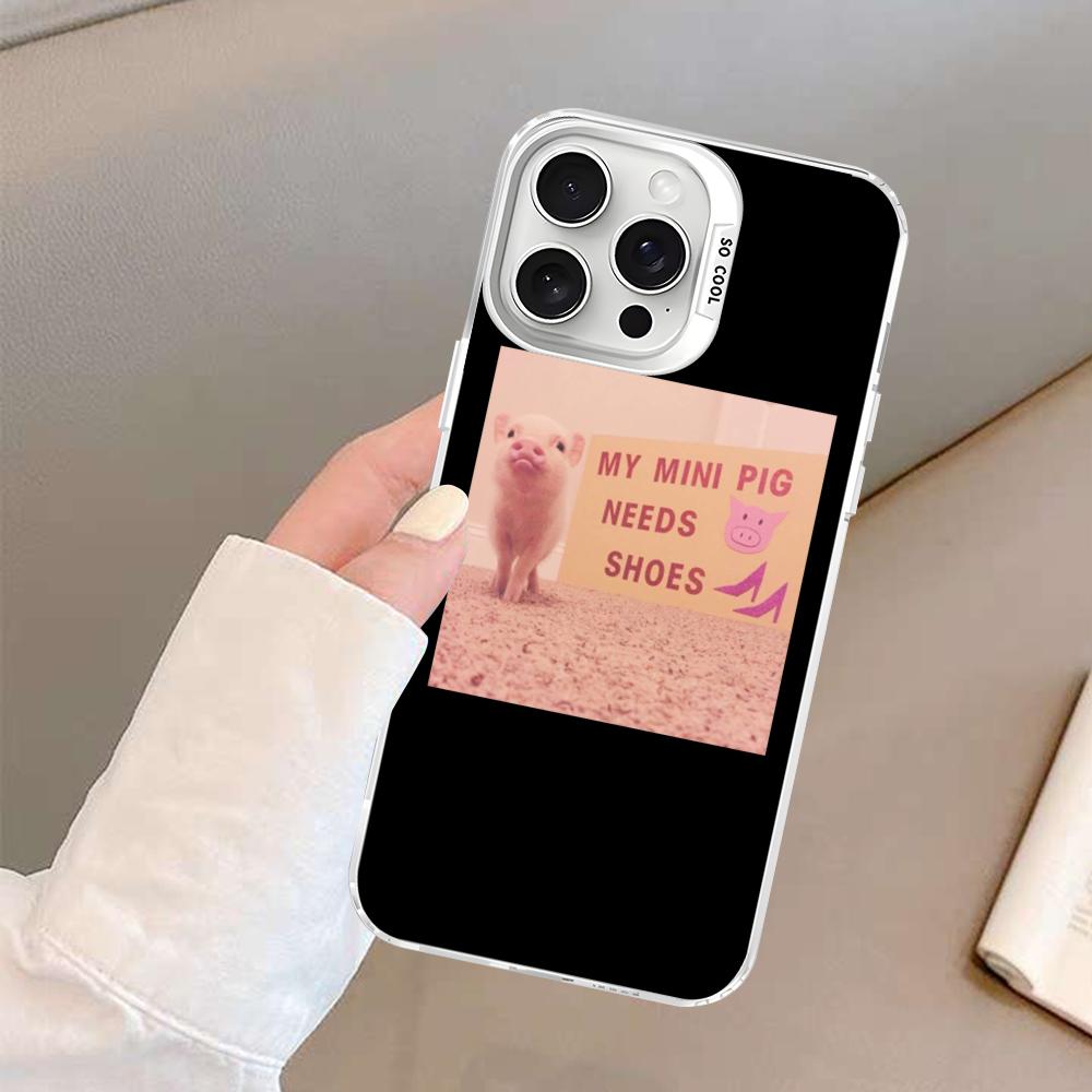 Забавный Мультяшный Свинья Чехол Для Телефона Для IPhone 16 15 14 13 12 11 Pro Max X XR XSMAX 8 7 Plus Матовый Ударопрочный Задний Чехол